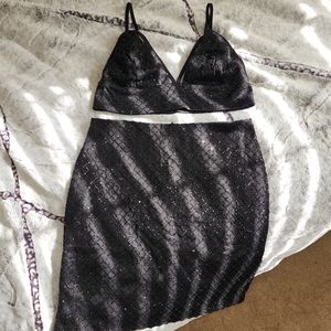 Black Glitter Skirt Set